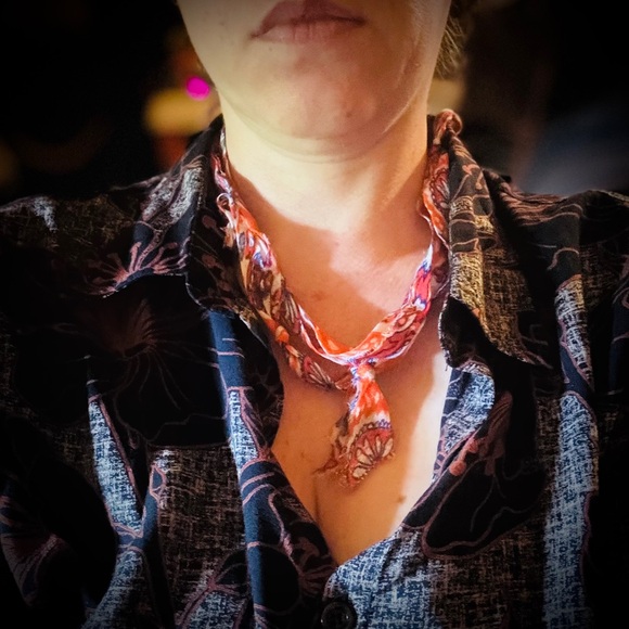 Handmade Jewelry - 🆕 Pearl-Esque Patchwork Fabric Rag Neck Scarf Multi-Use Styling Accessory
